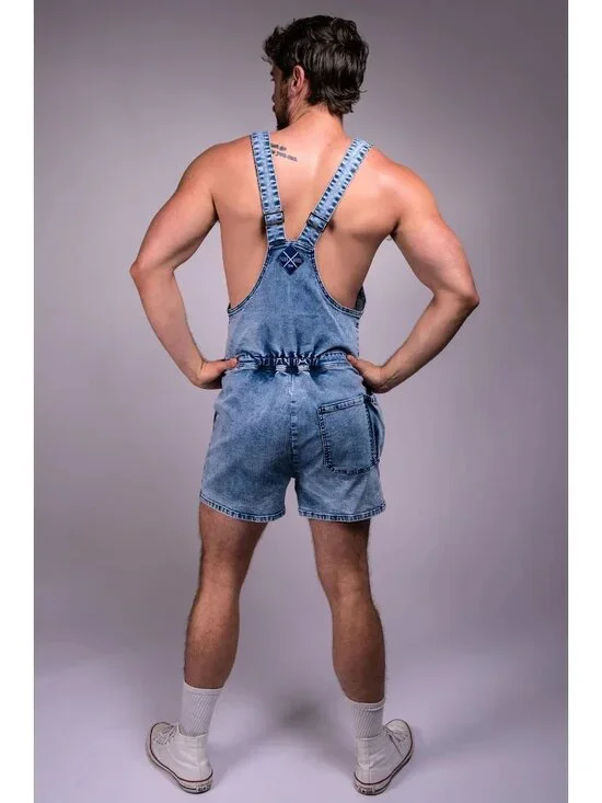 Tiger x Horse Mens Denim Overall Size Medium Blue West Snow Wash Pocket Casual - Picture 3 of 14